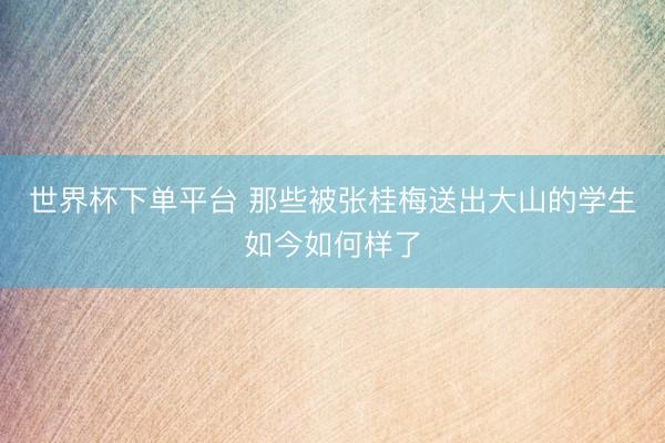 世界杯下單平臺 那些被張桂梅送出大山的學(xué)生如今如何樣了